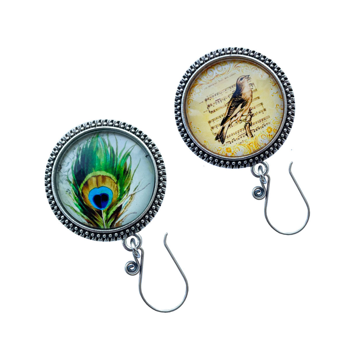 lovielf 925 Silver Portuguese Knitting Pin for Knitters Vintage Music Singing Bird Peacock- Magnetic | 2 pcs (Singing Bird)