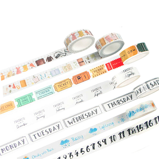 Travel Bullet Journal Number Weather Month Washi Tape