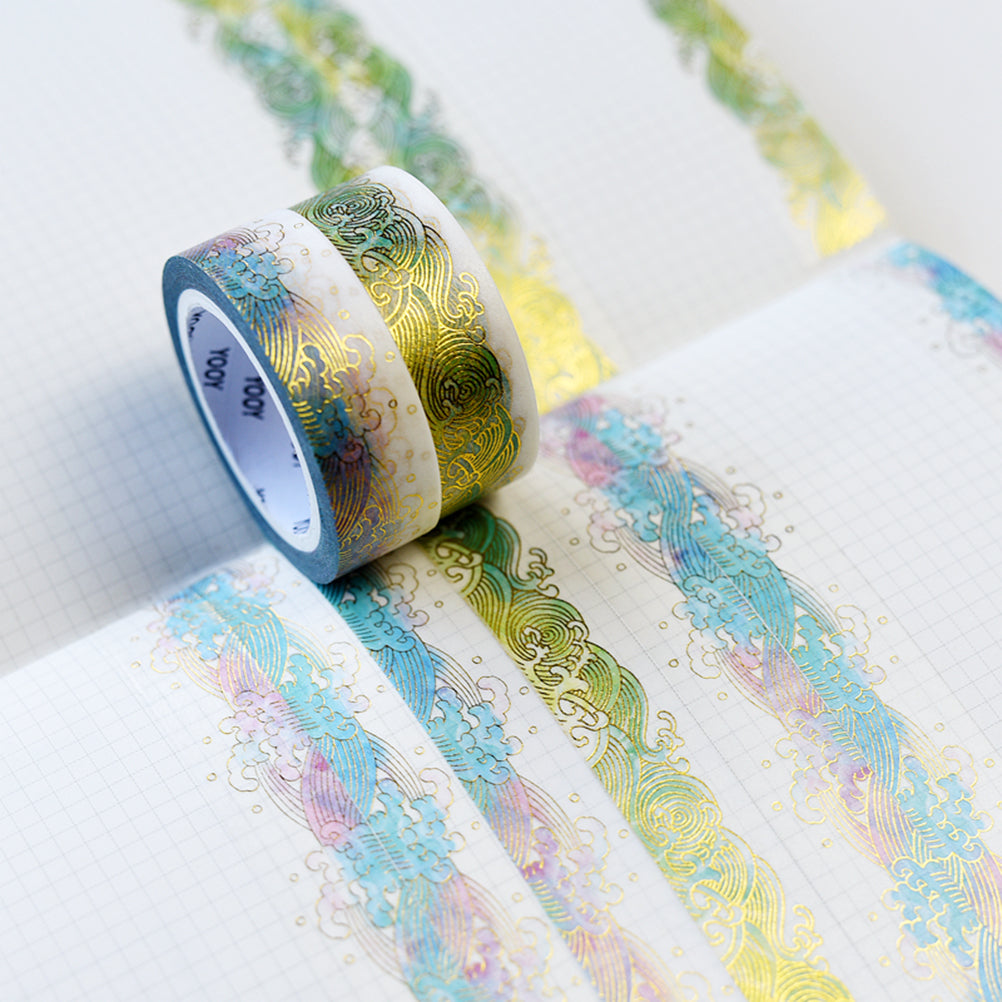 Gold Glitter Japanese Style Wave Washi Tape