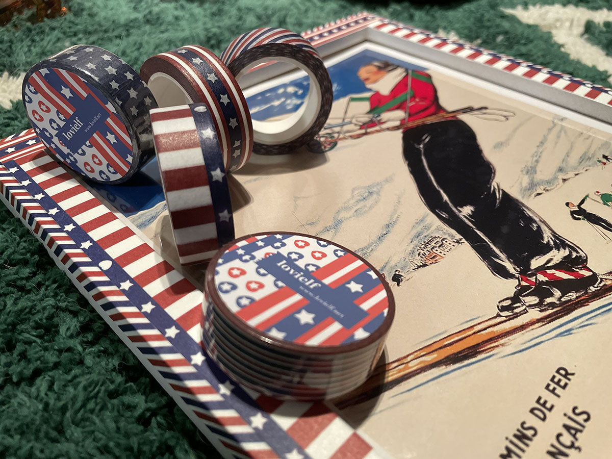 United State American Stars and Stripes Flag washi Tape Set of 6 Rolls - DIY Japanese Masking Scrapbook Notebook Planner